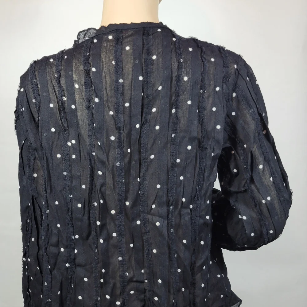 Free People Black and White Polka Dot Blouse - Picture 9 of 12